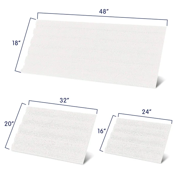 Subrtex Non-Slip Bathroom Rugs Chenille Soft Striped Plush Bath Mat - 18x22x48x22 - Grey