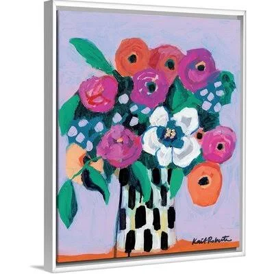 Bouquet on Lilac by Kait Roberts - Painting Print on Canvas Red Barrel Studio Format: White Framed - Size: 22x22 H x 18x22 W x 1.
