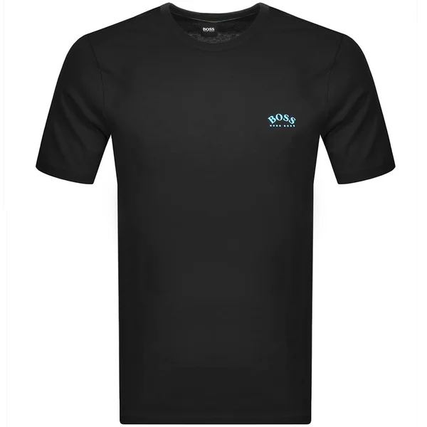 Hugo Boss - Cotton Jersey T Shirt with Curved Logo - Black