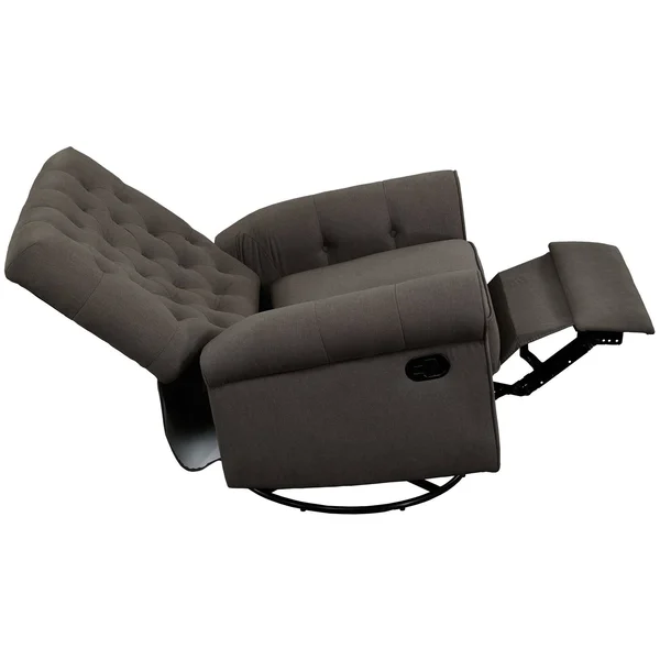Pulaski Traditional Rolled Swivel Glider Arm Recliner - Fresh Pewter Grey