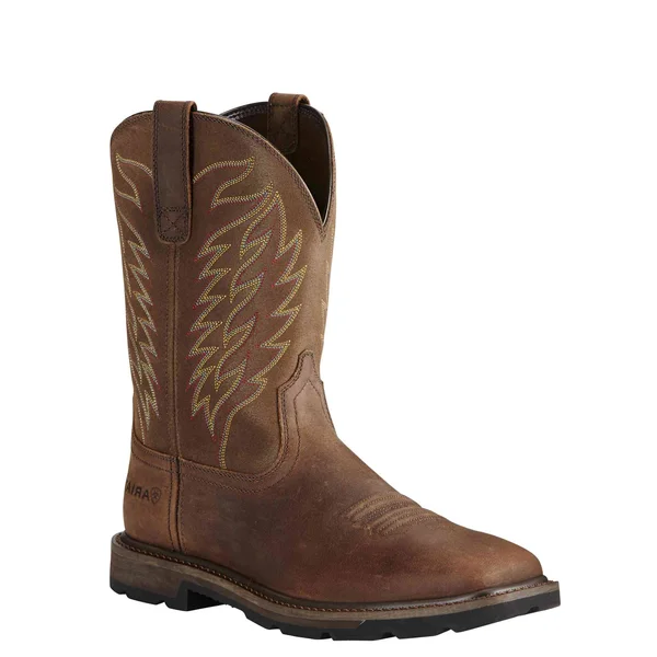 Ariat 10021108 Men's Groundbreaker Wide Square Steel Toe Brown 9.5, D