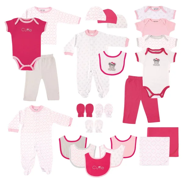 Luvable Friends Baby Girls& 24 Piece Gift Set - Elephant, Pink