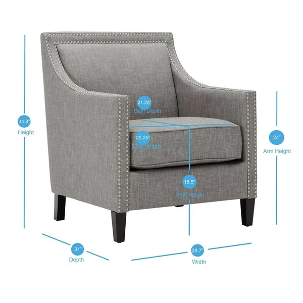 Comfort Pointe Taslo Gray Fabric Accent Chair - 8018-35