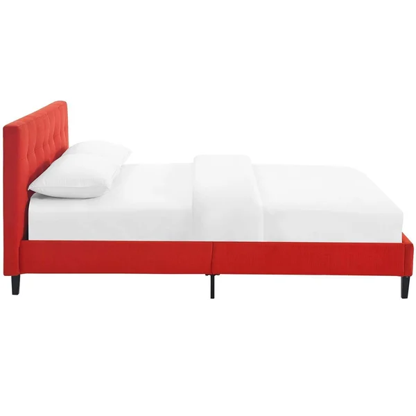 Modway Linnea Fabric Upholstered Platform Bed, Atomic Red, Full