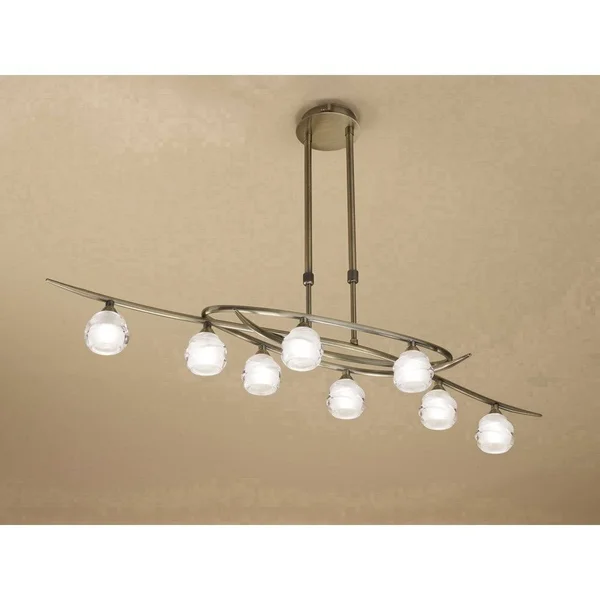 Mantra Loop Telescopic 8 Light G9 Eco Line - Antique Brass Kitchen Island Light M1820