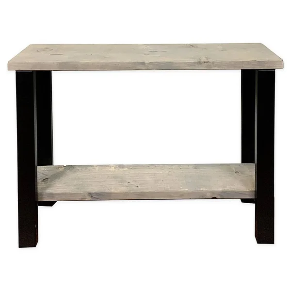 Rustic Mod Jet Industrial Metal Leg and Solid Wood Console Table, Gray
