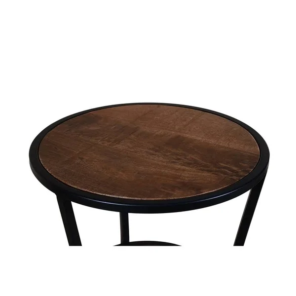 Powell Elton Metal and Wood Three Tier Side Table in Black - PCYMX270