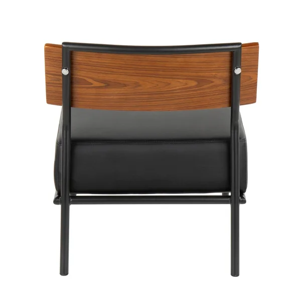 Copper Grove Ahrensburg Faux Leather and Walnut Wood Accent Chair - N/A - Black