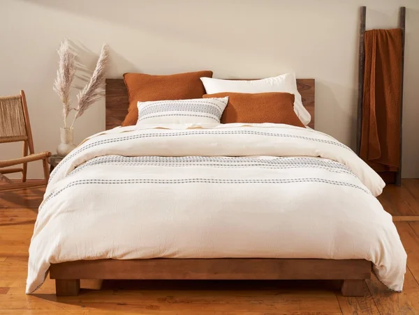 Coyuchi Rippled Stripe Organic Sham - Ivory with Black, Standard