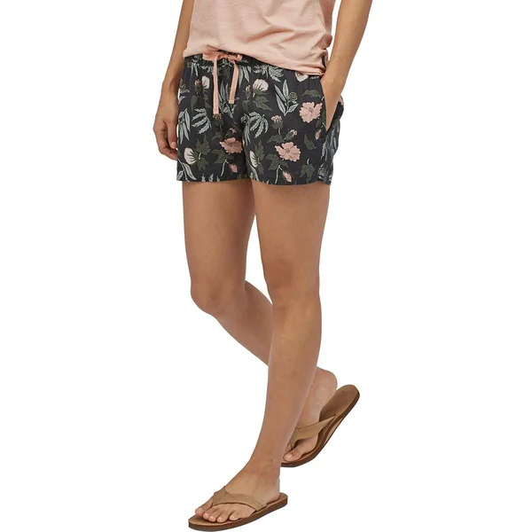 Patagonia Island Hemp Baggies Shorts - Women's L Fiber Flora Multi Big: Ink Black