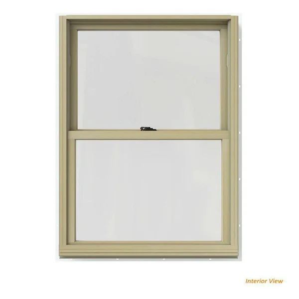 JELD-WEN 29.375 in. x 36 in. W-2500 Series White Painted Clad Wood Double Hung Window w/ Natural Interior and Screen