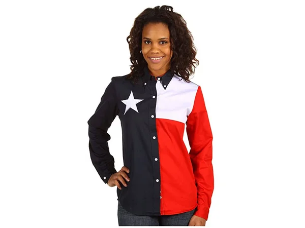 Roper Women's Navy Texas Flag Western Shirt
