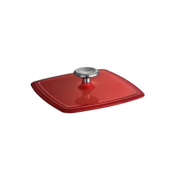 Tramontina Gourmet Enameled Cast Iron 11 in Grill Pan with Press, Red