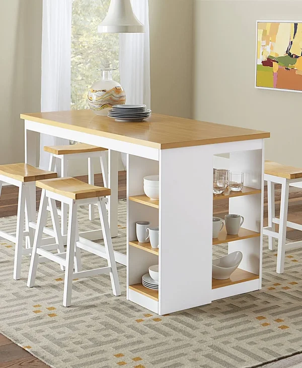 Progressive Furniture Christy Counter Storage Table, Oak/White