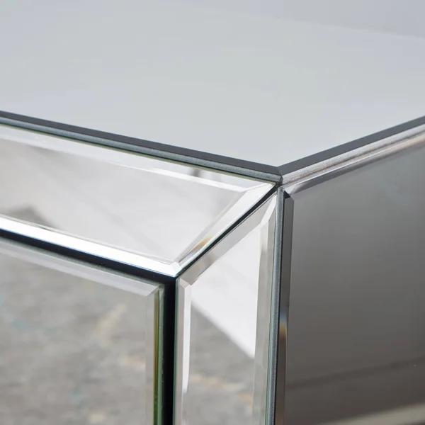 Lucretia Mirror Finished 3-Drawer Accent Table, Clear