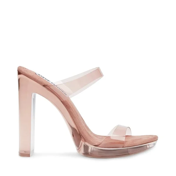 Steve Madden Glassy Clear Block Heel Dress Sandals - 8.5M