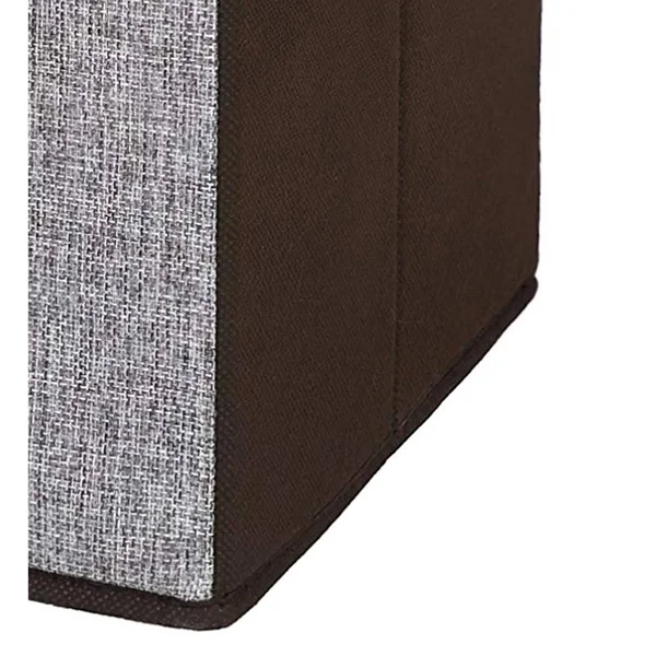 Clothes Storage Box with Fabric Wrapping - Set of 4, Brown and Gray