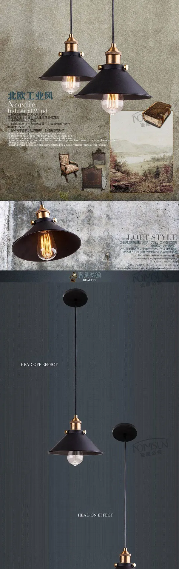 Black Vintage Industrial Pendant Light Nordic Retro Lights Iron Lampshade Loft Edison Lamp Metal Cage Dining Room Countryside