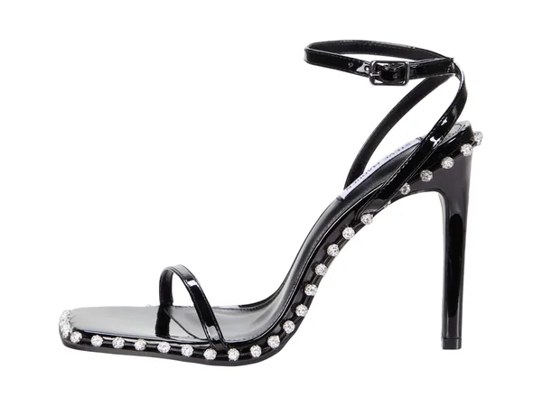 Steve Madden Women's Zelle Rhinestone Studded Heeled Sandals Black Multi (5 - Black Multi)