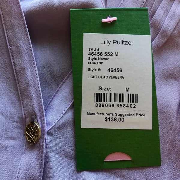 Lilly Pulitzer Womens Elsa Silk Top (Light Lilac Verbena) (Size M)