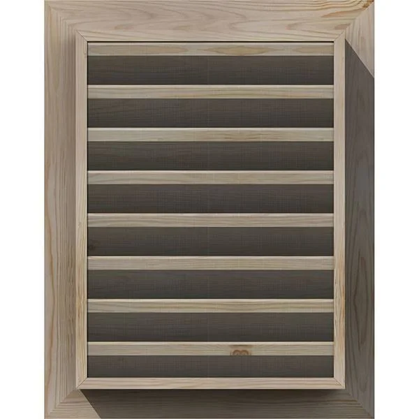 Ekena Millwork 14-in W x 22-in H Vertical Gable Vent (19-in W x 27-in H Frame Size): Unfinished - Functional, Smooth Pine Gable V