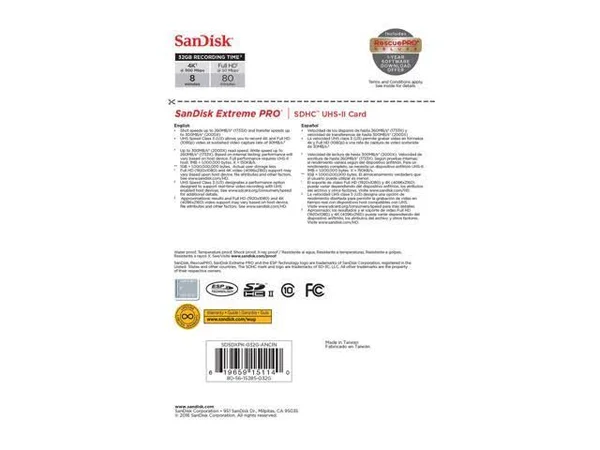 SanDisk Extreme Pro SDHC I 32 GB Memory Card - UHS-II U3/Class 10
