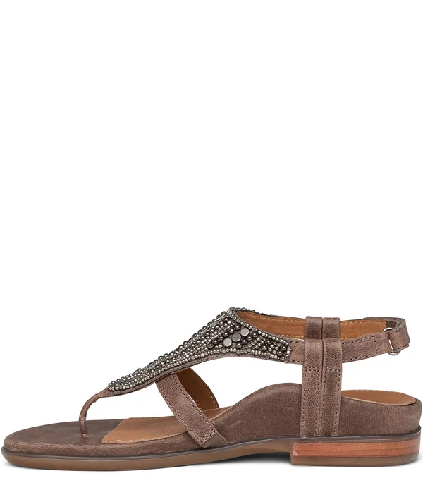 Aetrex Sheila Beaded Leather Thong Sandals - 35(5/5.5M)