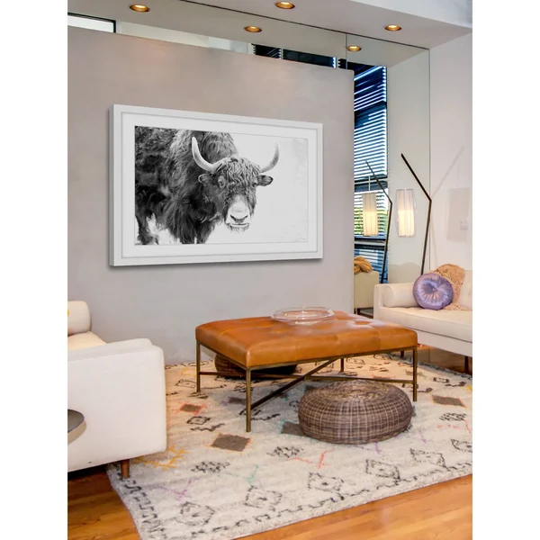 Marmont Hill Buffalo Forward Framed Painting Print - White
