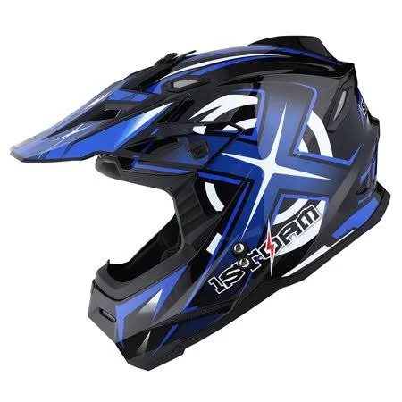 1storm Adult Motocross Helmet BMX MX ATV Dirt Bike Helmet Racing Style Hf801; Sonic Blue, Size: Large