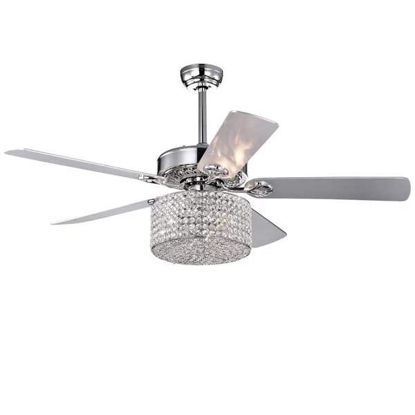 Warehouse of Tiffany Rexen Chrome 5-Blade Lighted Ceiling Fan CFL-8409REMO/CH