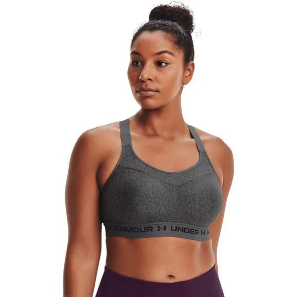 Under Armour Women's Armour High Crossback Heather Sports Bra Grey