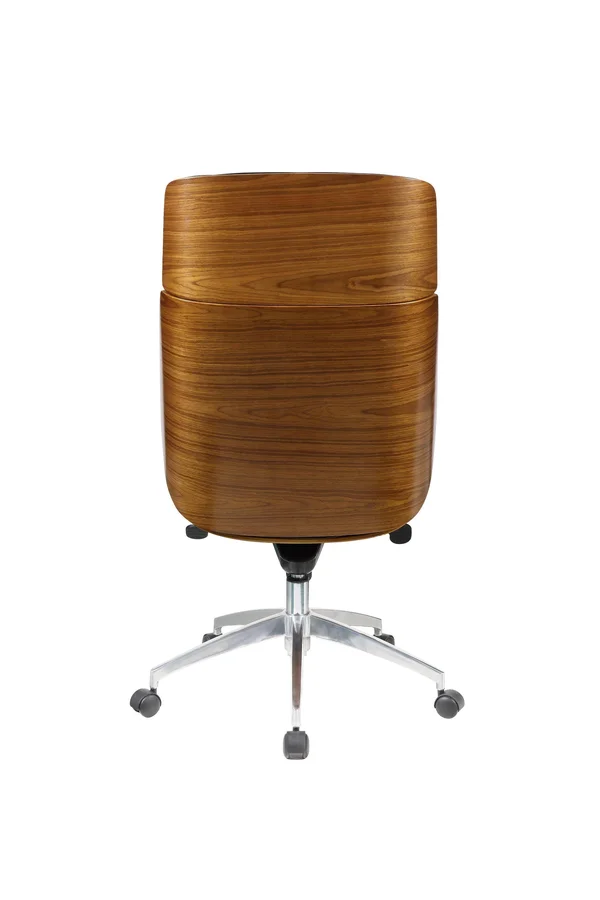 HomeRoots 26x22 x 23x22 x 49x22 Black Bonded Leather Walnut Metal Wood Upholstered (Seat) Casters Executive Office Chair