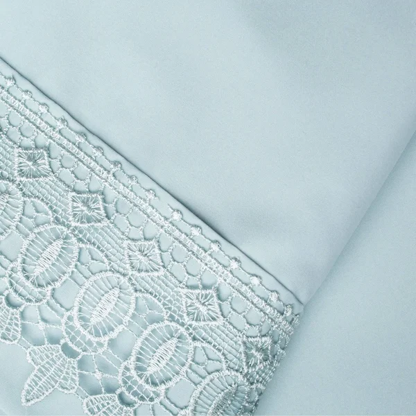 Southshore Fine Linens 4-Piece 21 inch Deep Pocket Sheet Set with Beautiful Lace - Sky Blue - California King