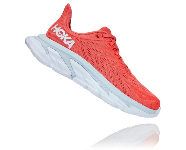Hoka One One Women's Clifton Edge - Hot Coral/White - 9