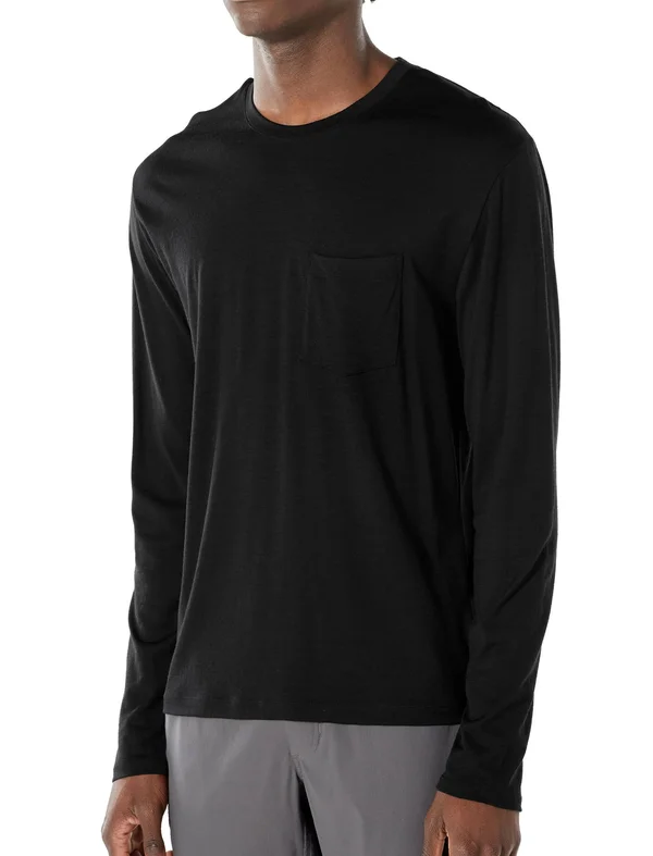 Icebreaker Men's Ravyn Long Sleeve Pocket Crewe Black - M