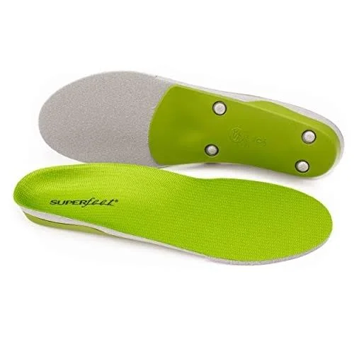 Superfeet Green Insoles, Professional-Grade High Arch Orthotic Insert for Maximum SUPPORT, Unisex, Green, Size: F11.5-13
