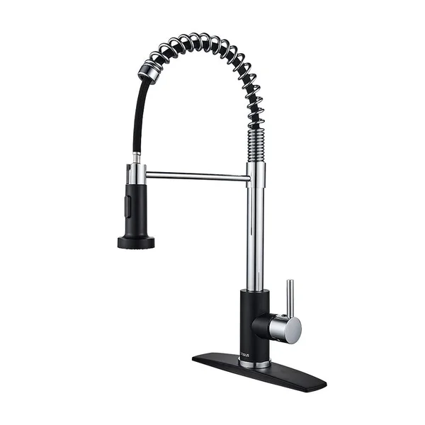 Forious Kitchen Faucet with Pull Down Sprayer, Commercial Spring Kitchen Sink Faucet with Pull Out Sprayer, Single Handle Kitche