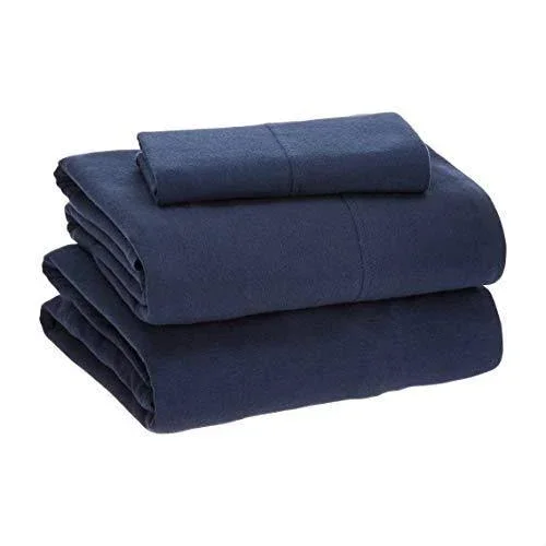 Amazon Basics Cotton Jersey Bed Sheet Set - Twin Navy Blue