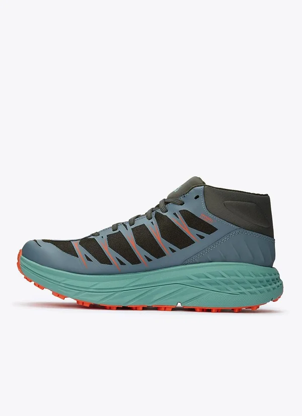 HOKA Men's Speedgoat Mid Waterproof Shoes in Blue/Grey, Size 10