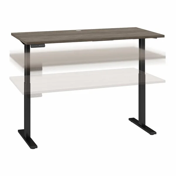 Bush Furniture - Move 60 Series 60W x 30D Electric Height Adjustable Standing Desk in Modern Hickory with Black Base - M6S6030MH