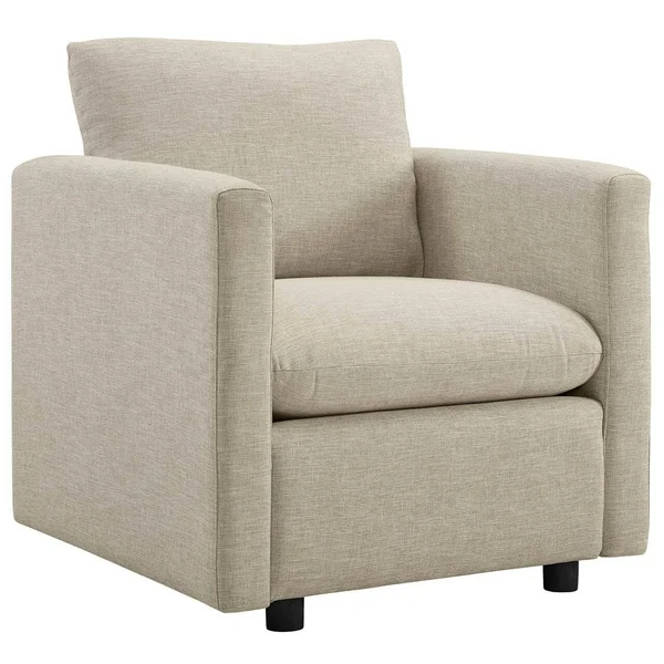 America Luxury Modern Contemporary Urban Design Living Room Lounge Club Lobby Armchair Accent Chair, Fabric, Beige