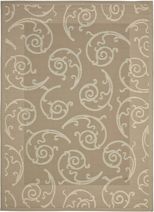 Safavieh CY7108 Courtyard Indoor/Outdoor Rug Dark Beige/Beige - Size: 8 x 11 ft.