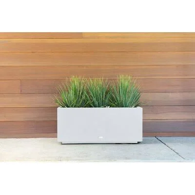 Veradek Metallic Series Long Galvanized Steel Planter Box - Size: 16” H x 38” W x 15” D - Color: White