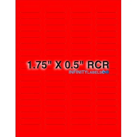 Infinity Labels Fluorescent Red Paper [100 sheets] 1.75 x 0.5 Laser Sheets. 80 Labels per Sheet