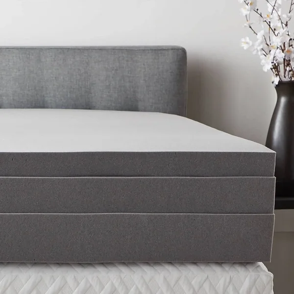 Lucid Comfort Collection Bamboo Charcoal and Aloe Memory Foam Topper - Gray Twin XL 4 inch 21015585