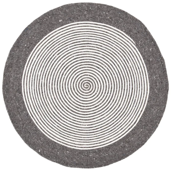 Safavieh Braided Rug Collection BRD904H - Charcoal, Ivory - 4& x 4& Round