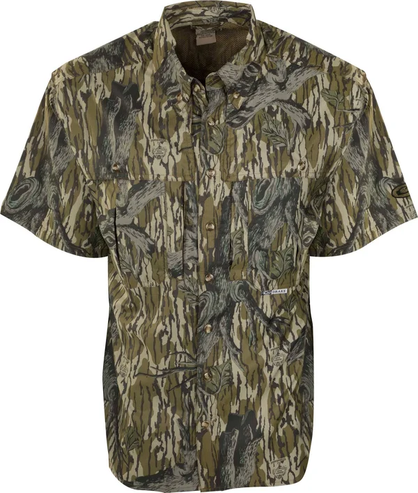 Drake Est Two-Tone Camo Flyweight Wingshooter&s Shirt S/S Mossy Oak Original Treestand LG