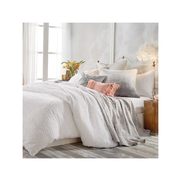 Peri Home Dot Fringe Duvet COVER - Full/Queen - White