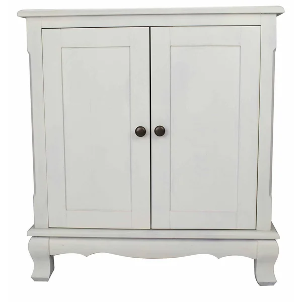 White Wood Sideboard with 2 Doors and A Shelf