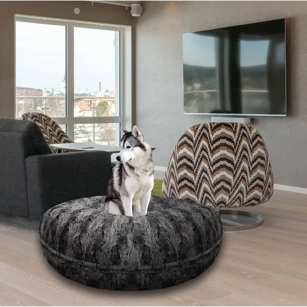Bessie and Barnie Signature Arctic Seal Luxury Extra Plush Faux Fur Bagel Pet - Dog Bed - XL - 50x22